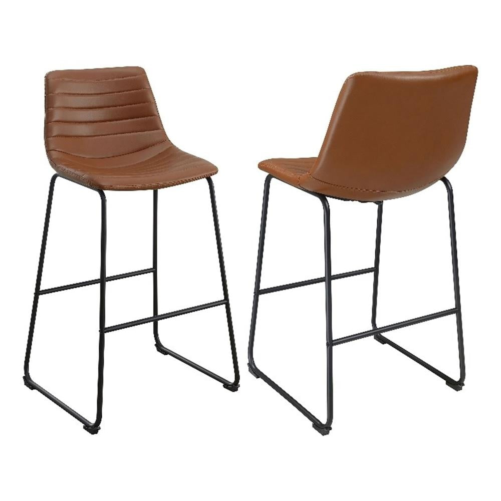 Coaster Zuni Rustic Faux Leather Upholstered Bar Chair in Brown