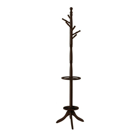 Monarch Coat Rack, Hall Tree, Free Standing, 6 Hooks, Entryway, 71H, Umbrella Holder