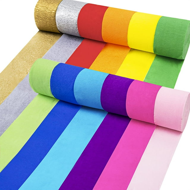 Coceca 12 Rolls 984ft Crepe Paper Streamers in 12 Colors for Rainbow Party Decorations Wedding Ceremony Birthday Indoor Decoration RDD5