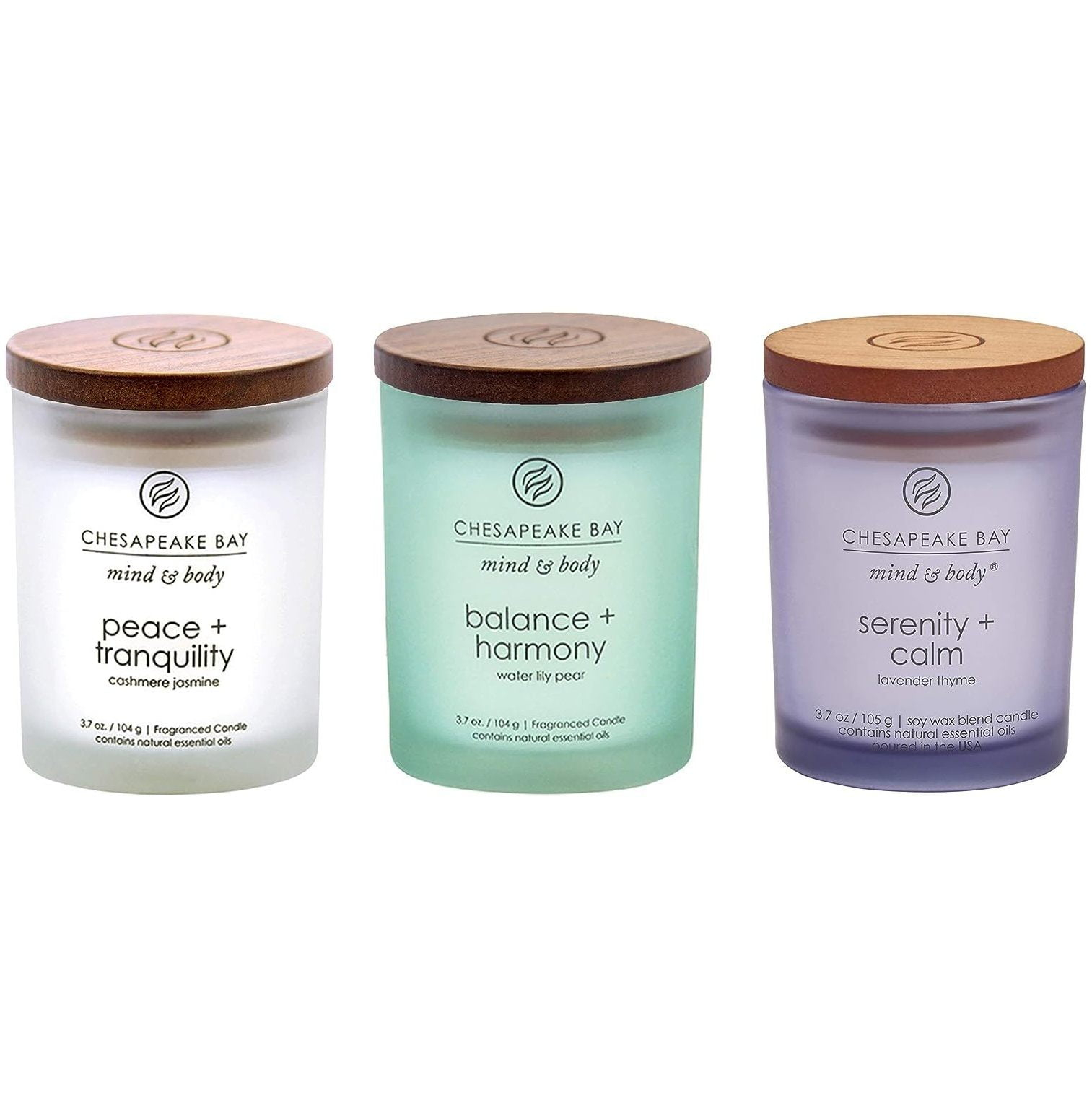 CodYinFI Peace + Tranquility, Balance + Harmony, Serenity + Calm Scented Candle Gift Set, Small Jar (3-Pack), Assorted