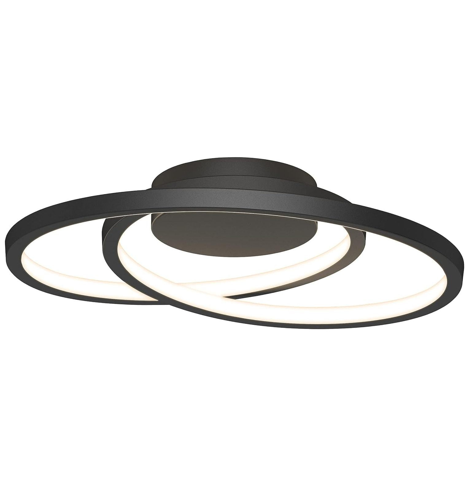 HTYSUPPLY Salto 15W LED Modern Swirl Flush Mount Ceiling Light Fixture, Matte Black - Ideal for Bedroom, Hallway, Kitchen - 700 Lumens, 2700-3300-4500 Kelvin, No Bulb Required
