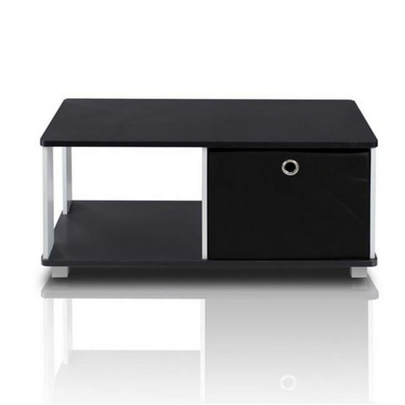 Coffee Table with Bin Drawer, Black & White - 13.75 x 31.5 x 15.75 in.