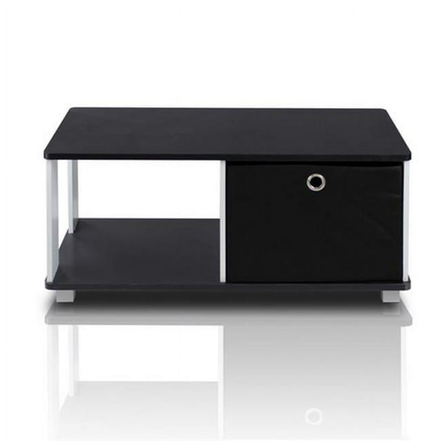 Coffee Table with Bin Drawer, Black & White - 13.75 x 31.5 x 15.75 in.