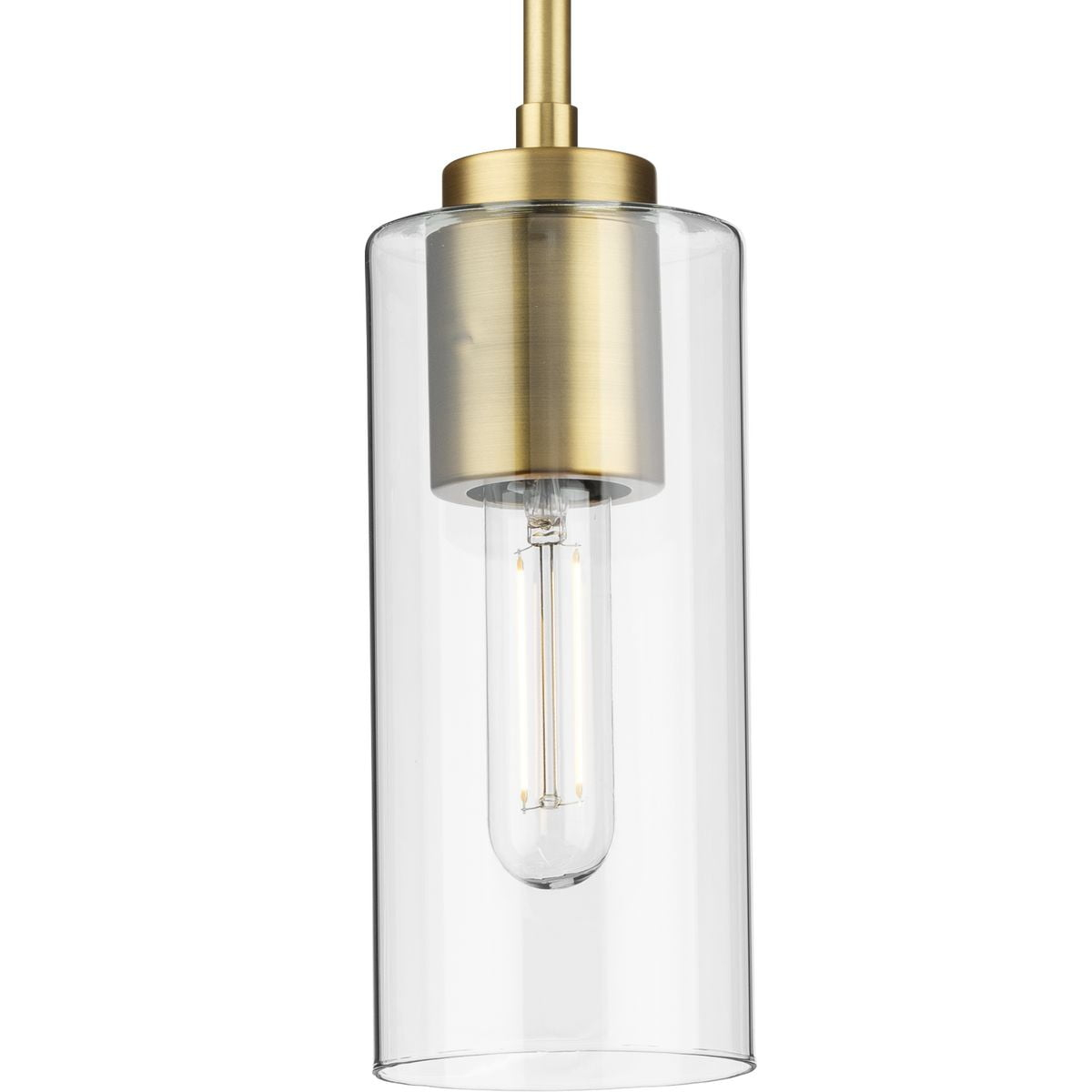 Progress Lighting Cofield 1-Light Pendant, Vintage Brass, Glass Shade