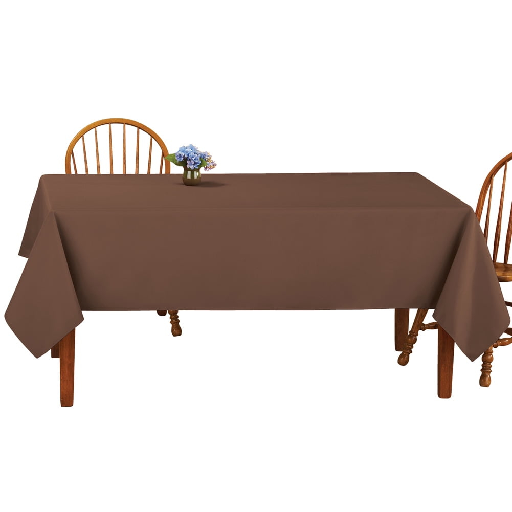 Collections Etc Basic Solid Color Rectangular Tablecloth Linen, 60" W x 90" L - Fits All Common Sized Rectangular Tables, Durable Hand Washable or Machine Washable, Chocolate, 60" X 90"