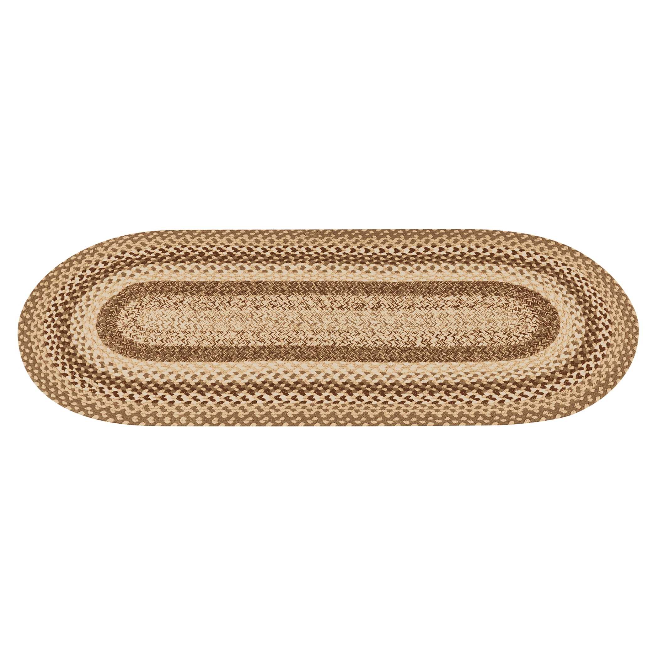 Collections Etc Classic Farmhouse Braided Kitchen Accent Rug Runner Tan