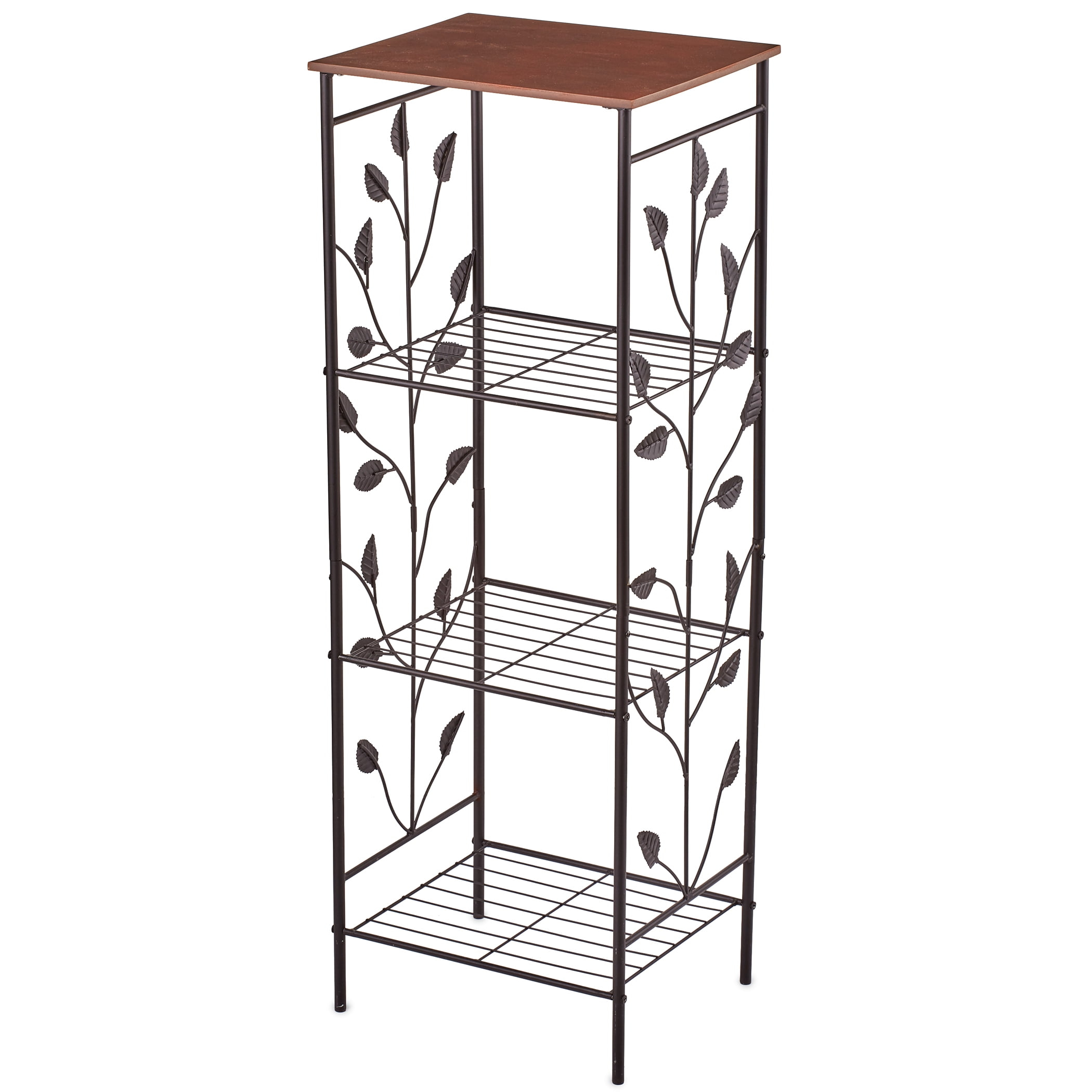 Collections Etc Climbing Leaf Design 4-Tier Metal Accent Shelf 15.25 X 12.5 X 42.5