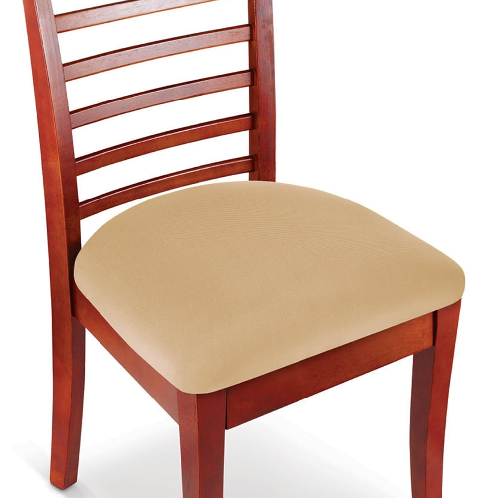 Collections Etc Easy Fit Seat Covers for Chairs, Bar Stools, Patio Cushions - 2 PC Set, 15 3/4" Diameter, Beige