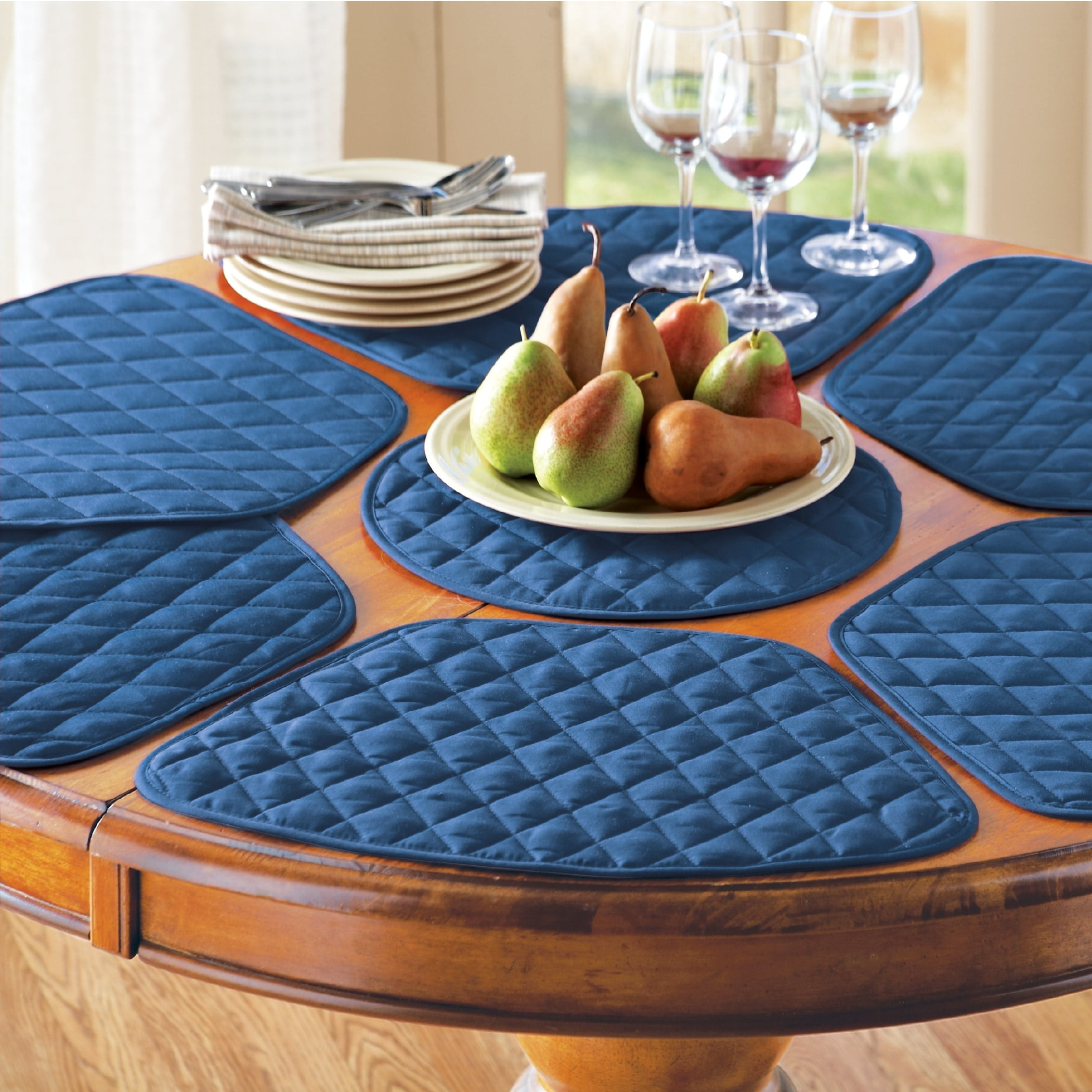Collections Etc Kitchen Table Placemat and Centerpiece Set - 7 Pc, Blue