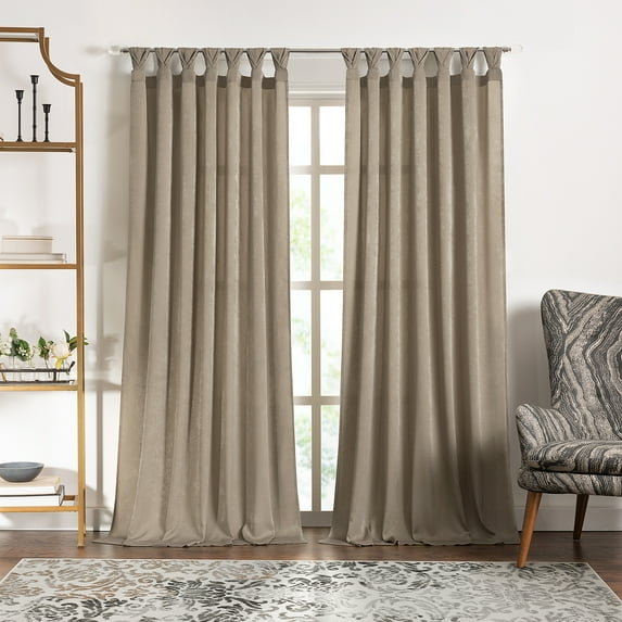 Achim Home Furnishing: Peri Window Curtain Panels with Tulip Tab Top, Taupe, 52" x 63"