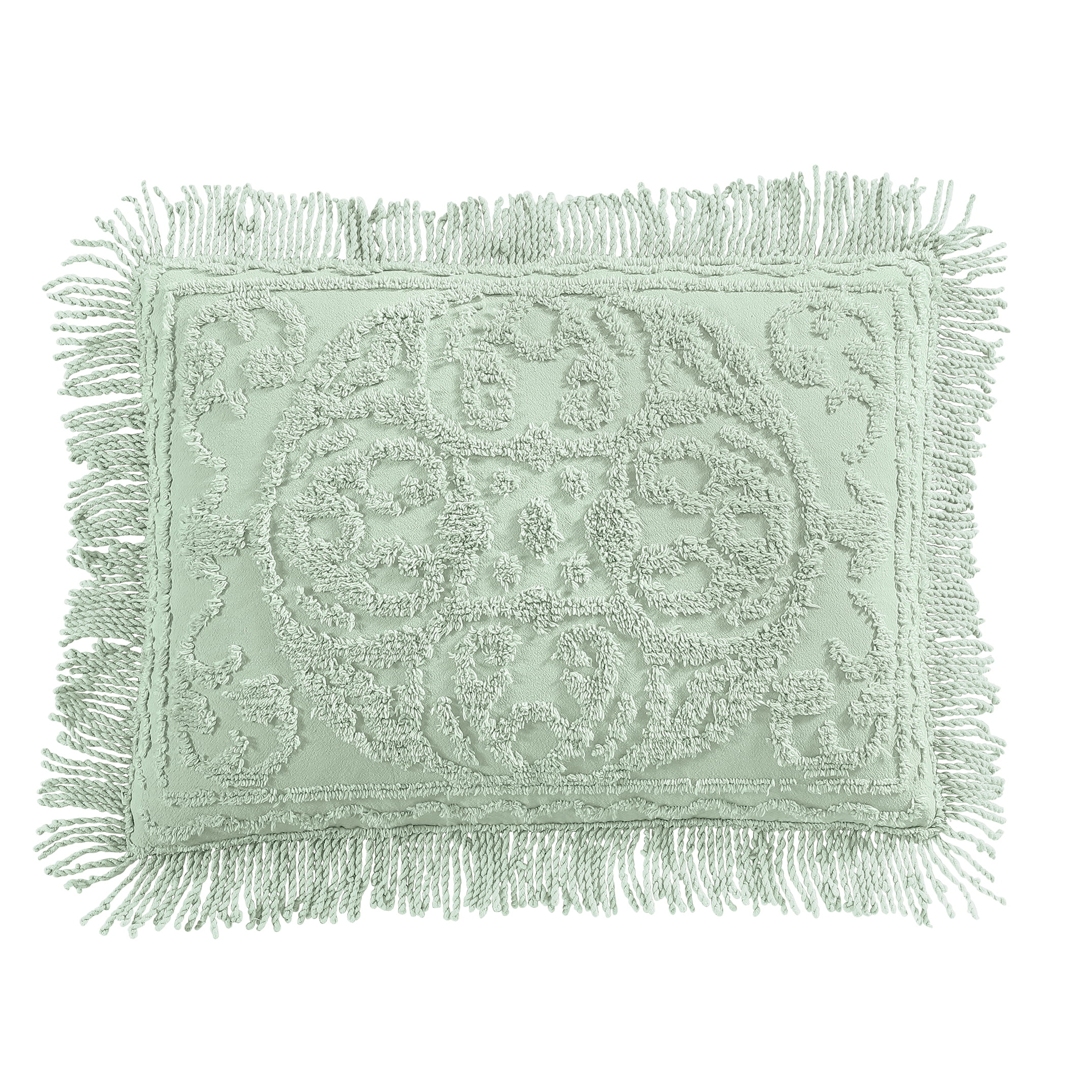 Collections Etc Luxurious Medallion Chenille Fringe Border Pillow Sham