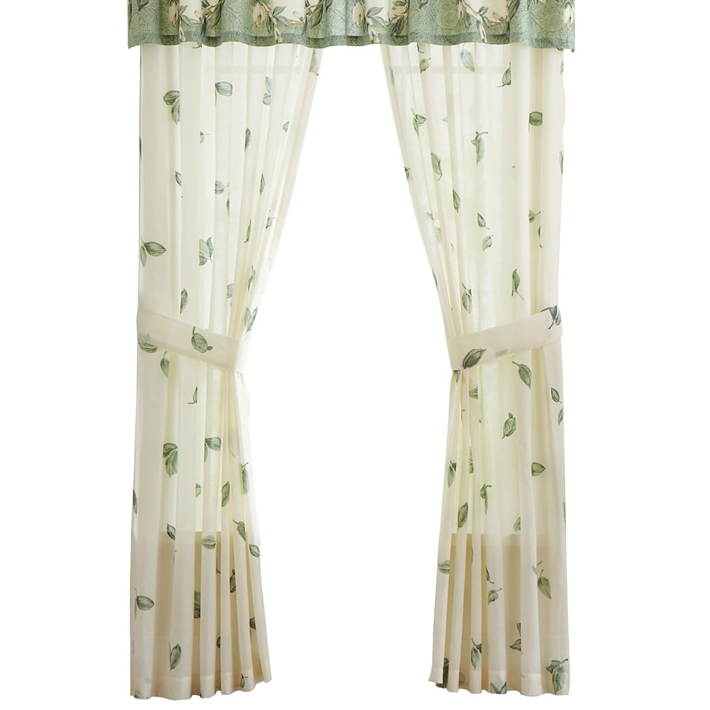 Collections Etc Floral Magnolia Garden Curtain Collection Panel Pair Sage