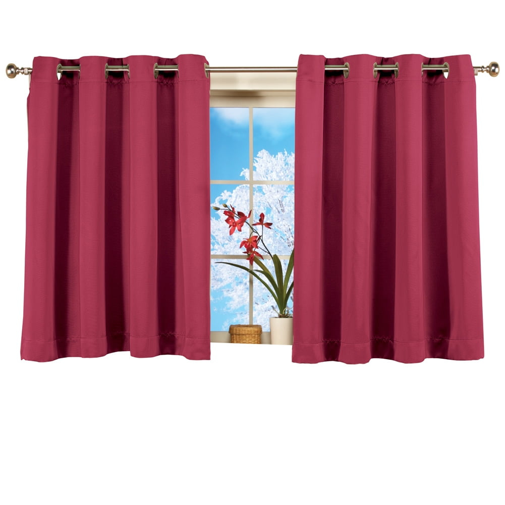 Collections Etc Short Blackout Window Curtain Panel, Energy-Efficient, Noise-Reducing and Light-Blocking Triple-Layer Technology, Grommet Top, Burgundy, 56" X 45"