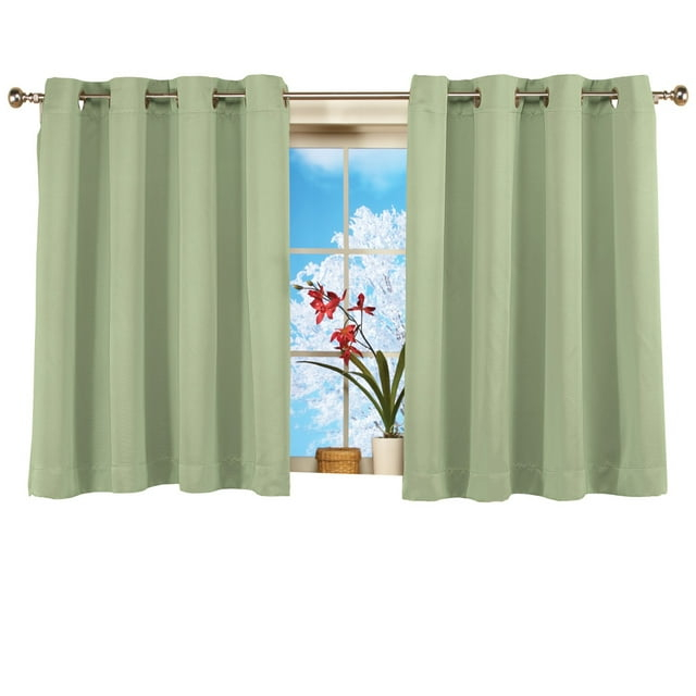 Collections Etc Short Blackout Window Curtain Panel with Easy Open-Close, Single Panel, 56" x 45" Sage Unisex