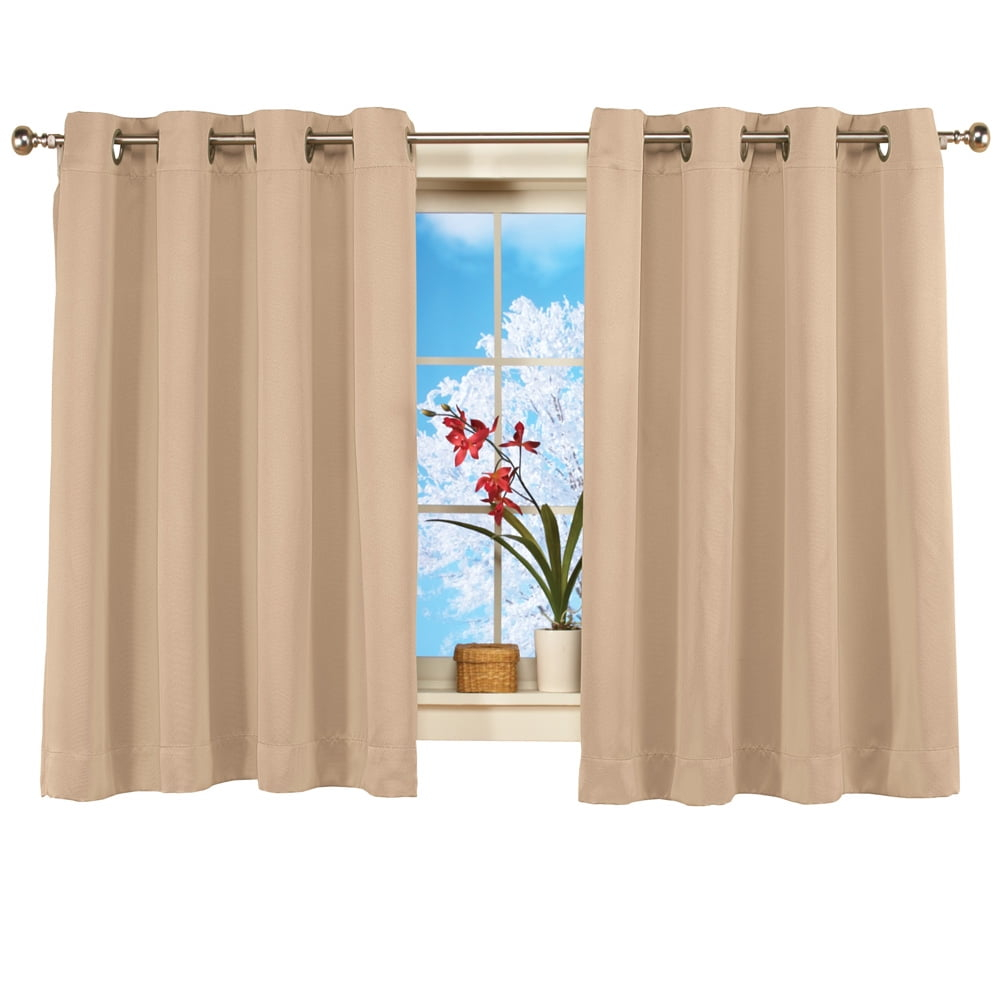 Collections Etc Short Blackout Window Curtain Panel, Energy-Efficient, Noise-Reducing and Light-Blocking Triple-Layer Technology, Grommet Top, Taupe, 56" X 54"