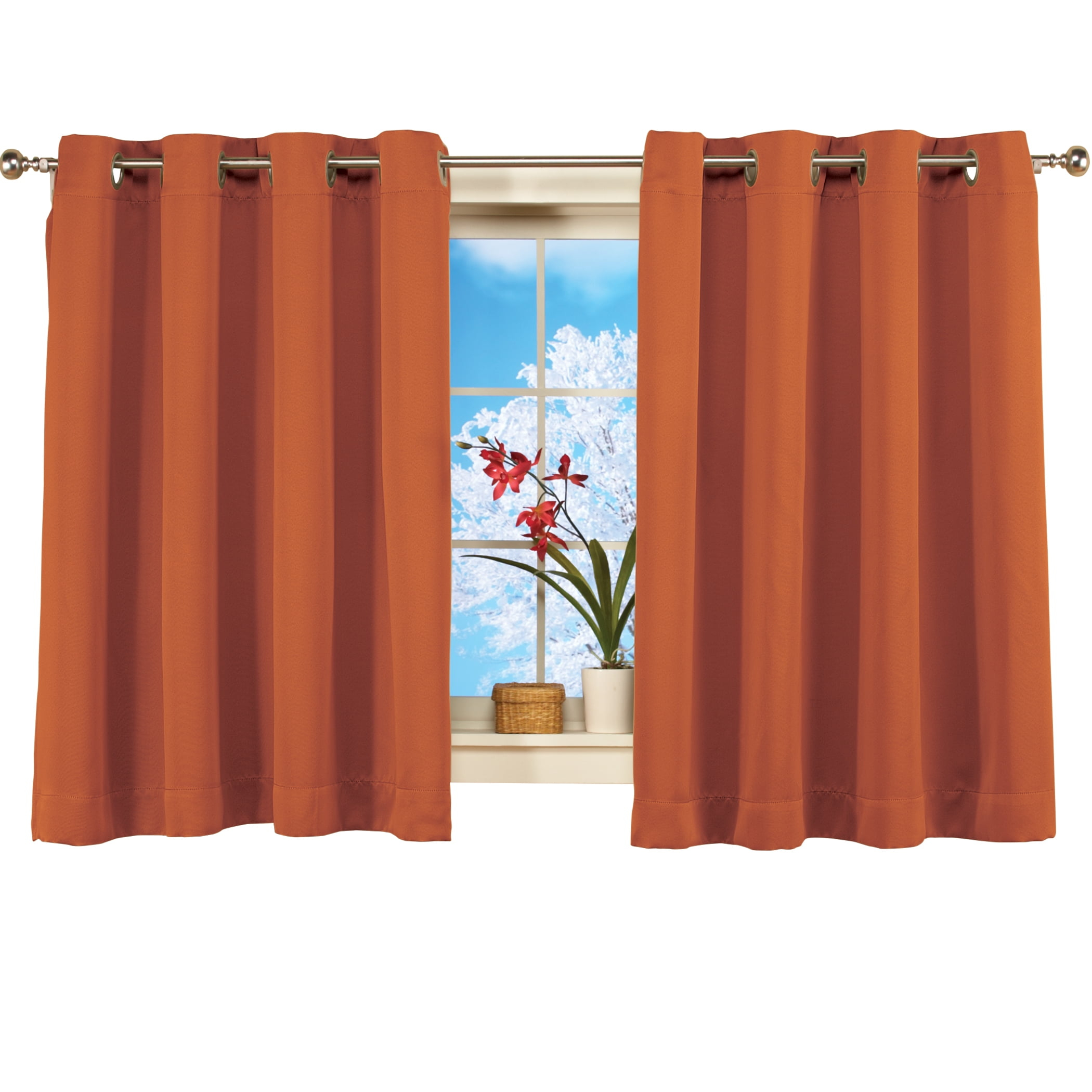 Collections Etc Short Blackout Window Curtain Panel with Easy Open-Close, Single Panel, 56" x 45" Spice