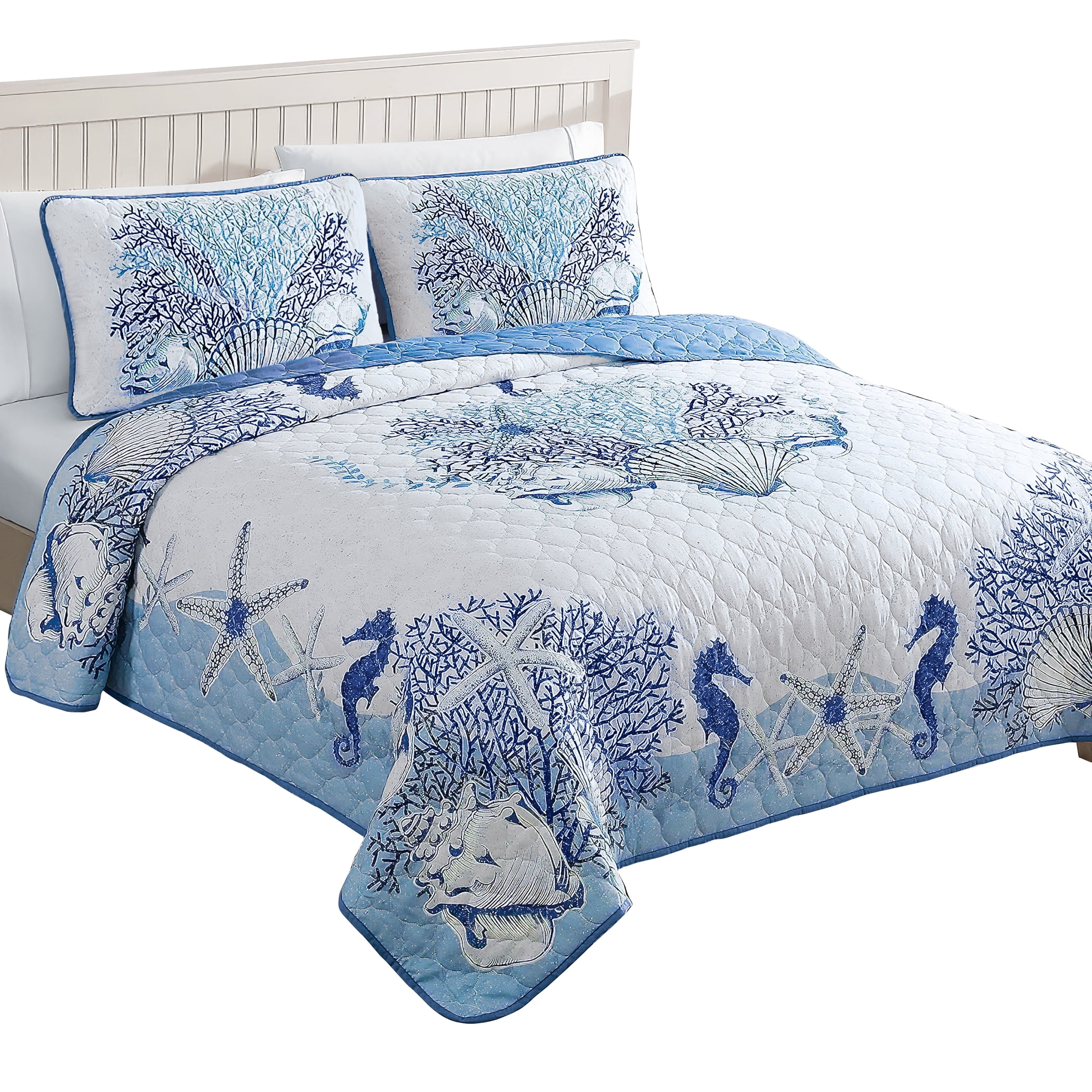 Collections Etc Tropical Beach Delight 3-Piece Quilt Set