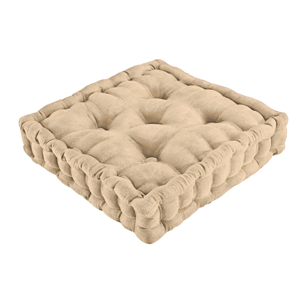 Collections Etc Tufted Padded Boosted Cushion and Support - Plush Seating for Chair with Carrying Handle, Natural