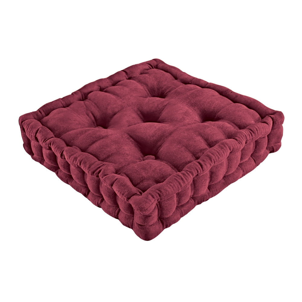 Collections Etc Tufted Padded Boosted Cushion and Support - Plush Seating for Chair with Carrying Handle, Burgundy