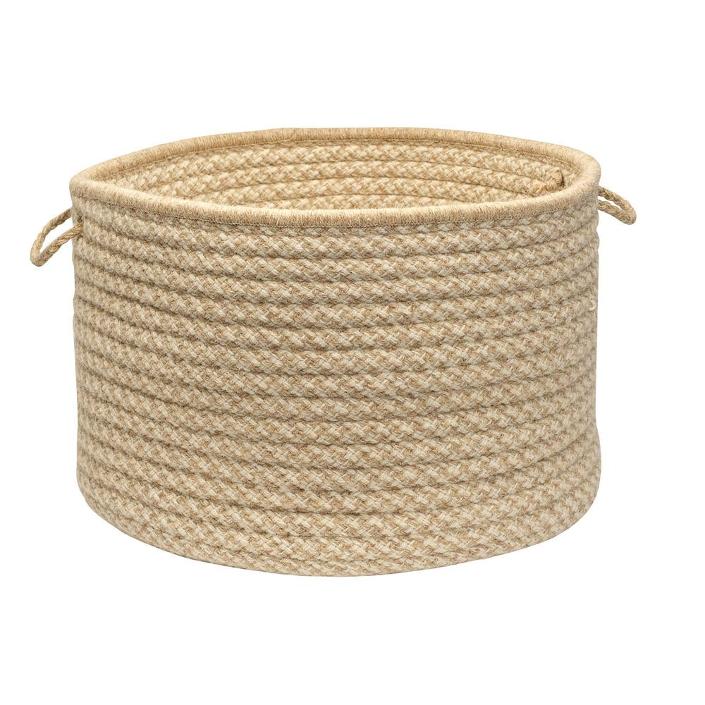 Colonial Mills Natural Wool Houndstooth Basket, Tea, 18x18x12