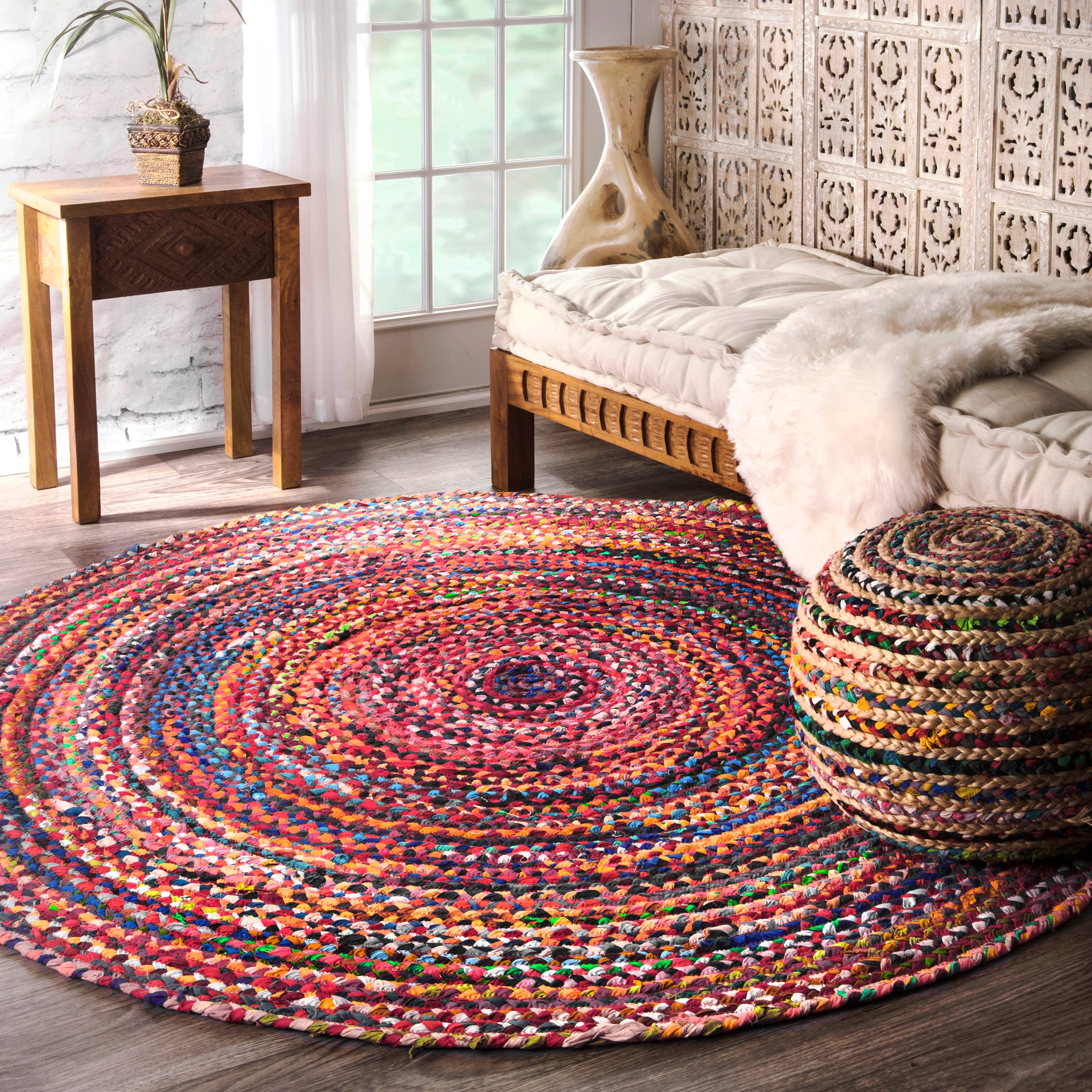 nuLOOM Tammara Bohemian Hand Braided Area Rug, 4', Multicolor