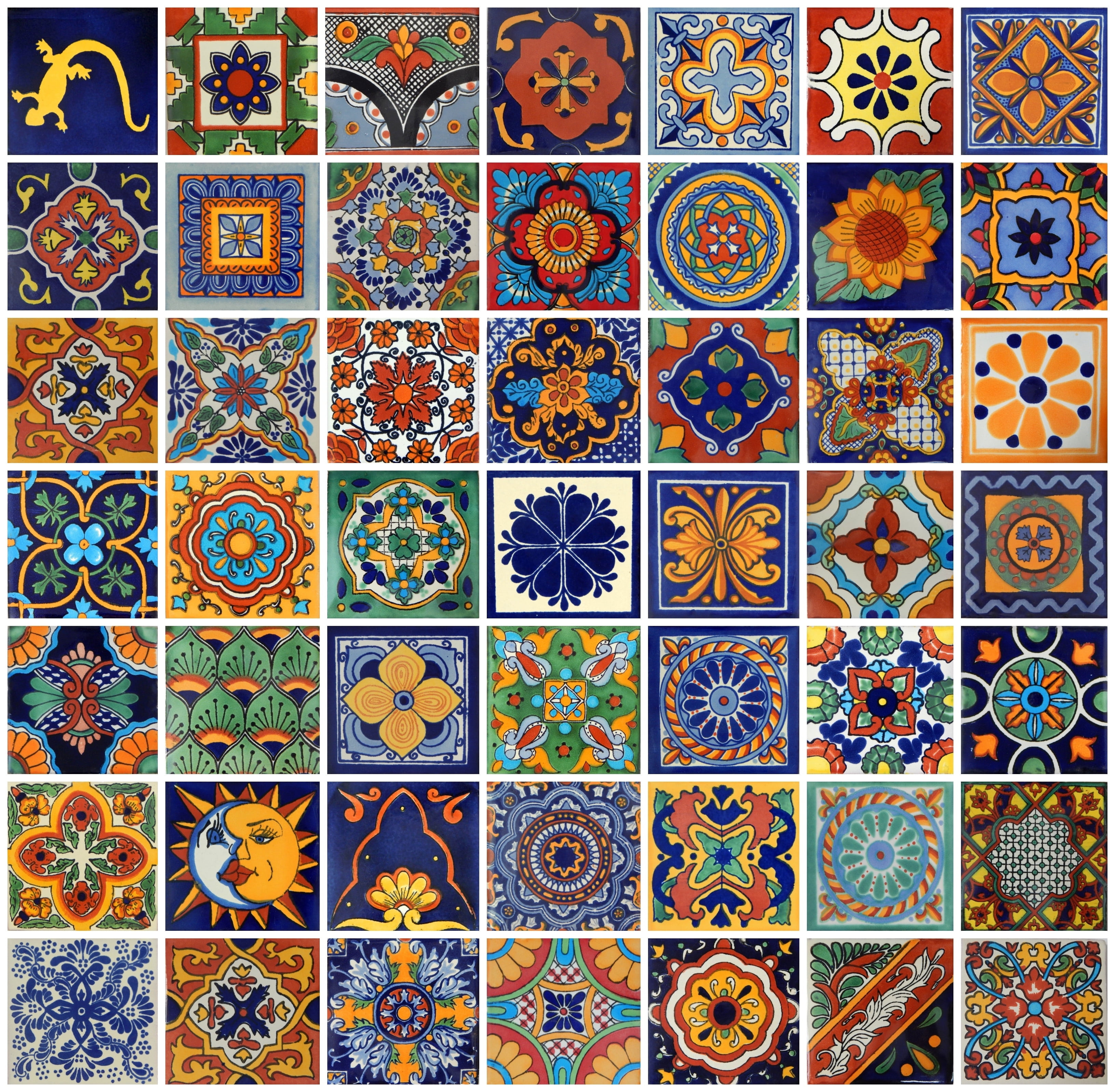 Handpainted Multicolor Ceramic Wall Tiles for Kitchen and Bathroom