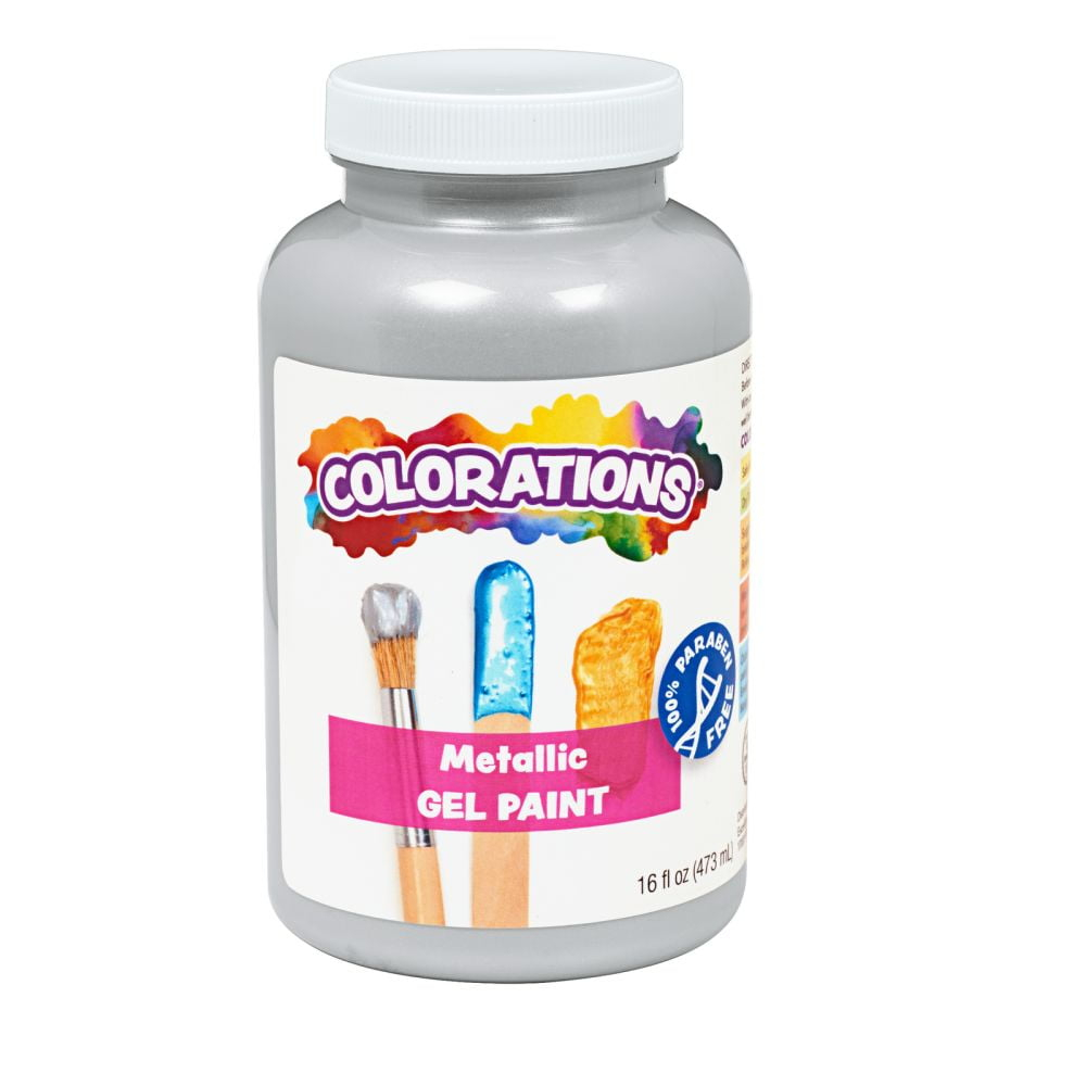 Colorations Paraben-Free Metallic Gel Paint, Silver - 16 oz.
