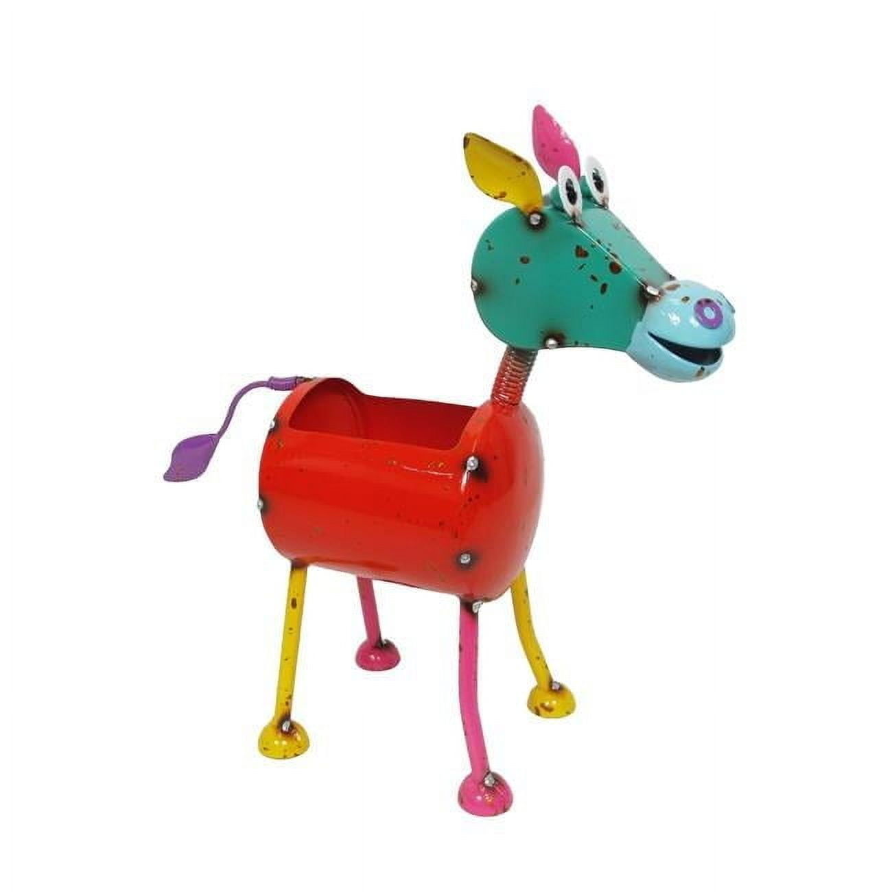 Colorful Enameled Metal Peach Flying Pig Planter
