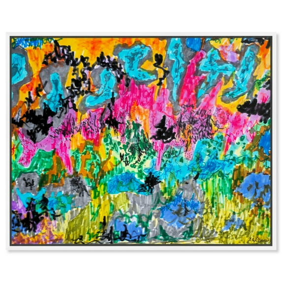 Colorful Wilderness Canvas Bright Colorful Abstract Wall Art by Art Remedy, White Frame, 24" x 20"