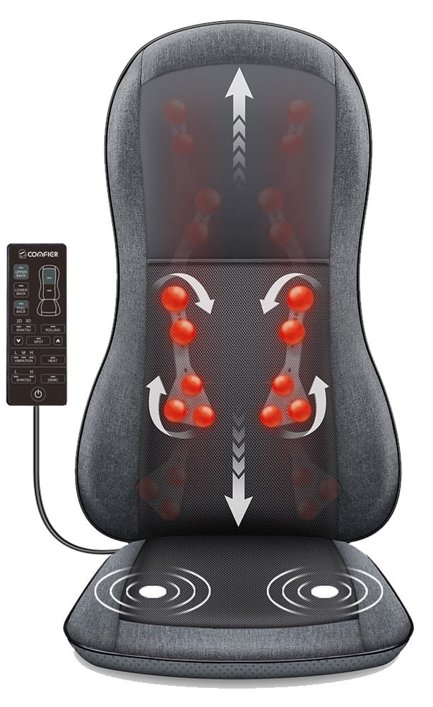 Comfier Shiatsu Back Massager with Heat 10 Massage Nodes Massage Chair Pad 2D/3D Seat Cushion Massagers