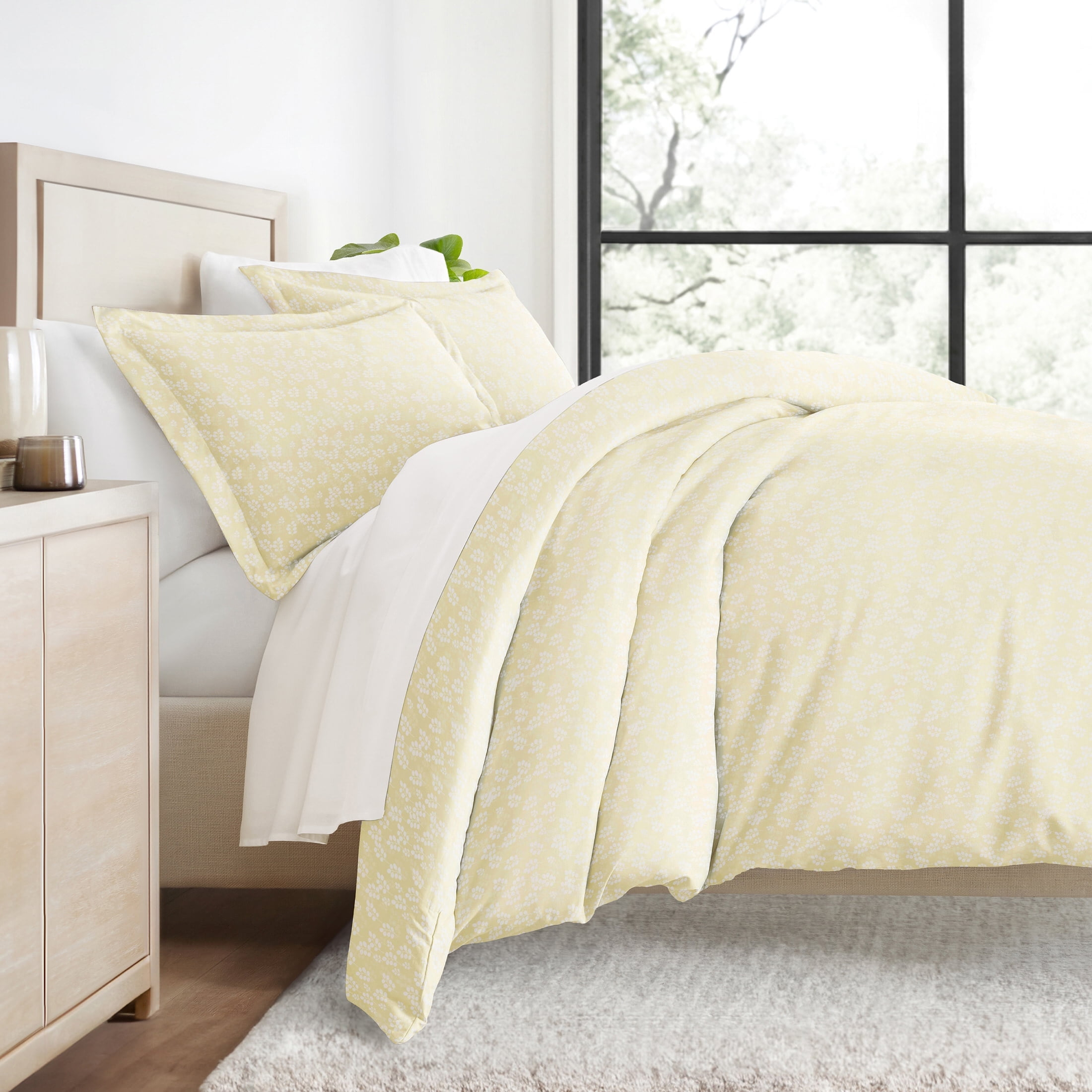 Ultra Soft & Breathable - Duvet Cover Set - Ivory Wheatfield Floral for Queen Size Bedding by Comfort Canopy