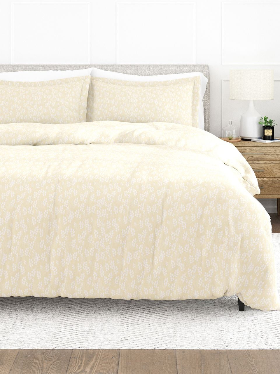 Ultra Soft & Breathable - Duvet Cover Set - Ivory Wheatfield Floral for Queen Size Bedding by Comfort Canopy