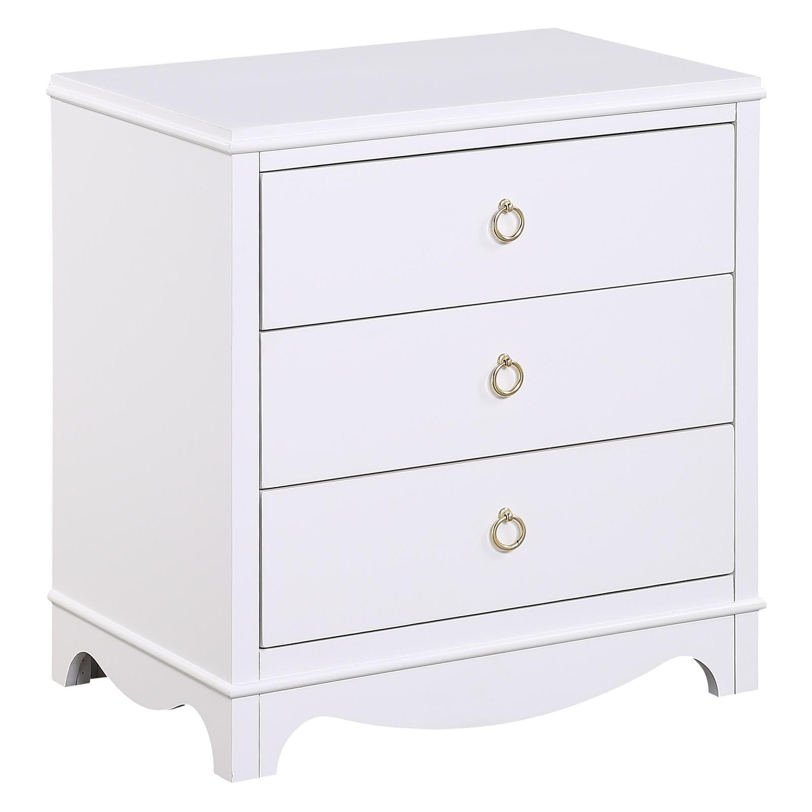 Comfort Pointe Laurel White Wood Finished 3-Drawer Farmhouse Nightstand