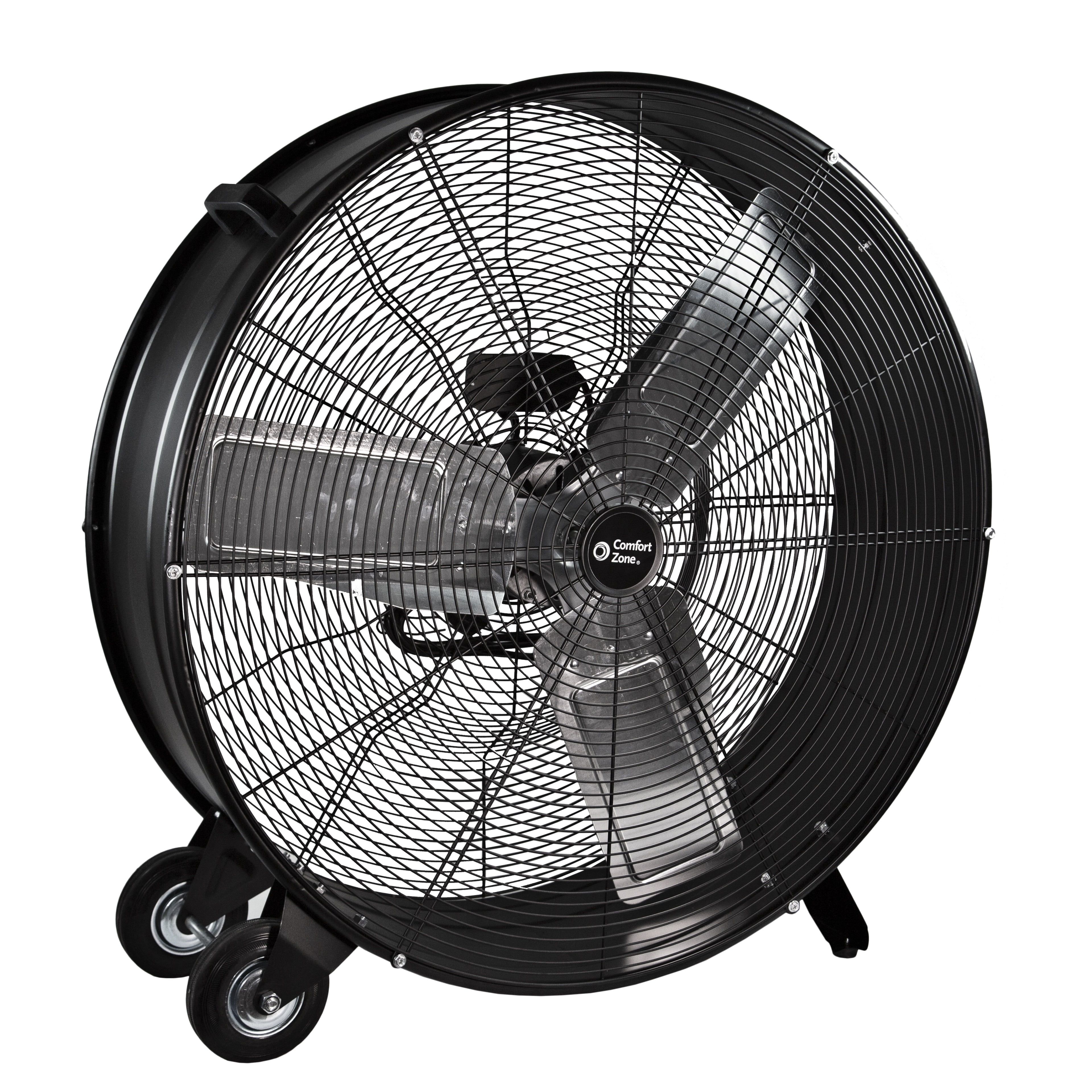 Comfort Zone 30-Inch 2-Speed High-Velocity Floor Fan with All-Metal Construction, Rubber Wheels, and Balanced Blades