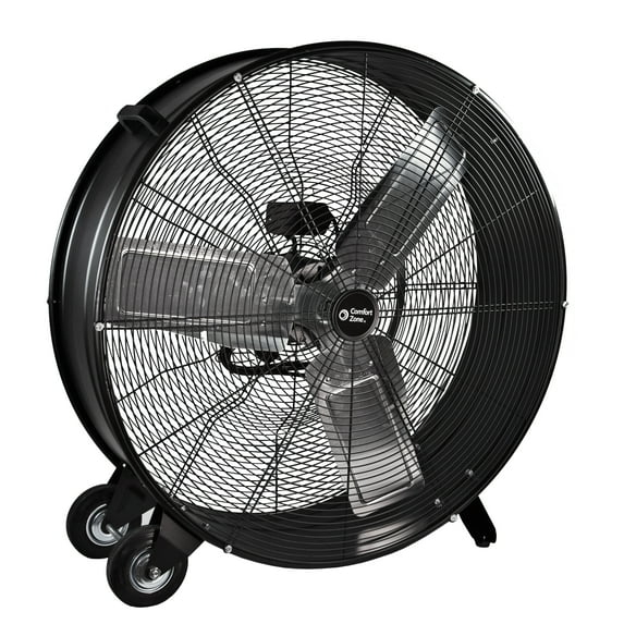 Comfort Zone 30-Inch 2-Speed High-Velocity Floor Fan with All-Metal Construction, Rubber Wheels, and Balanced Blades