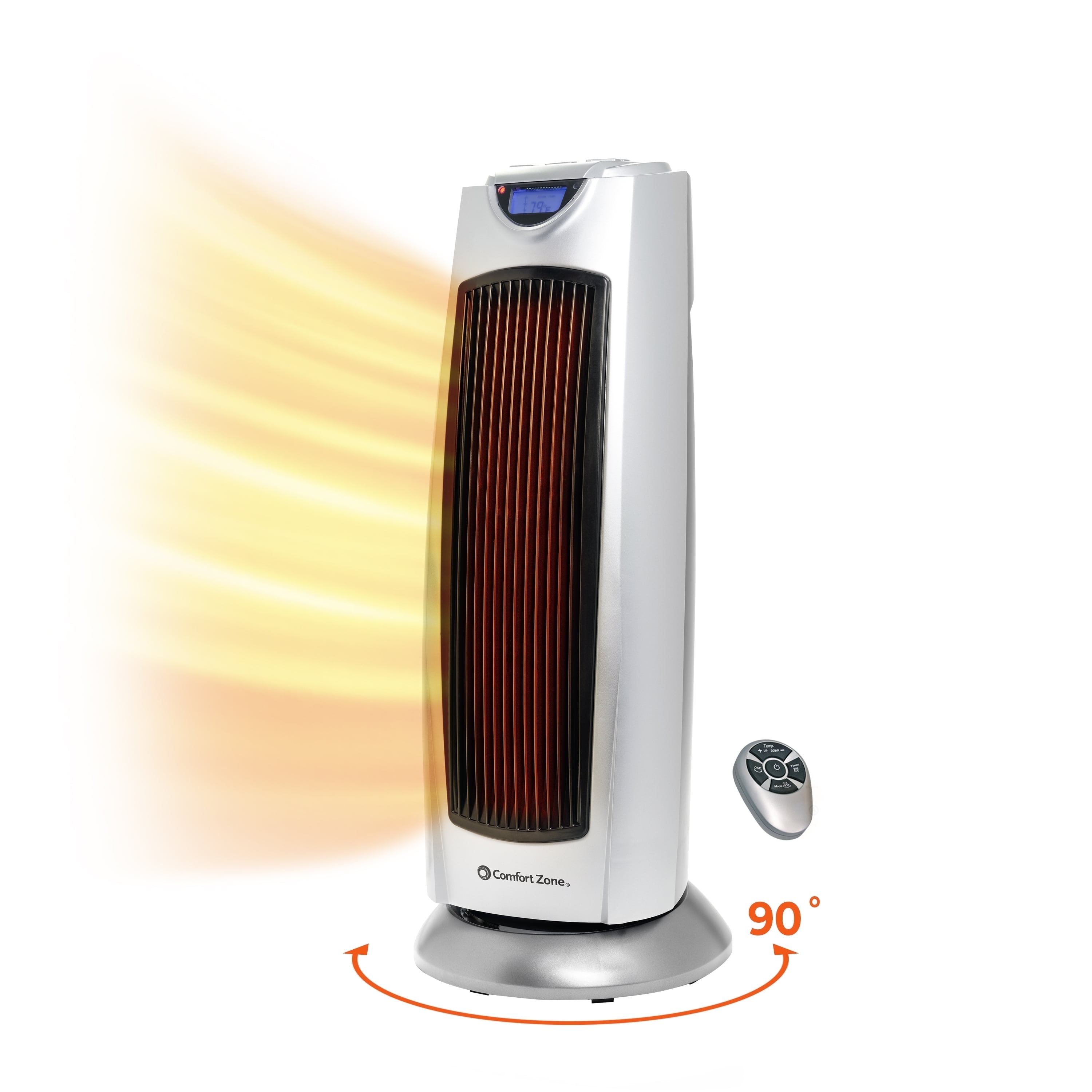 Comfort Zone Portable 1500W Ceramic Oscillating Digital Tower Space Heater
