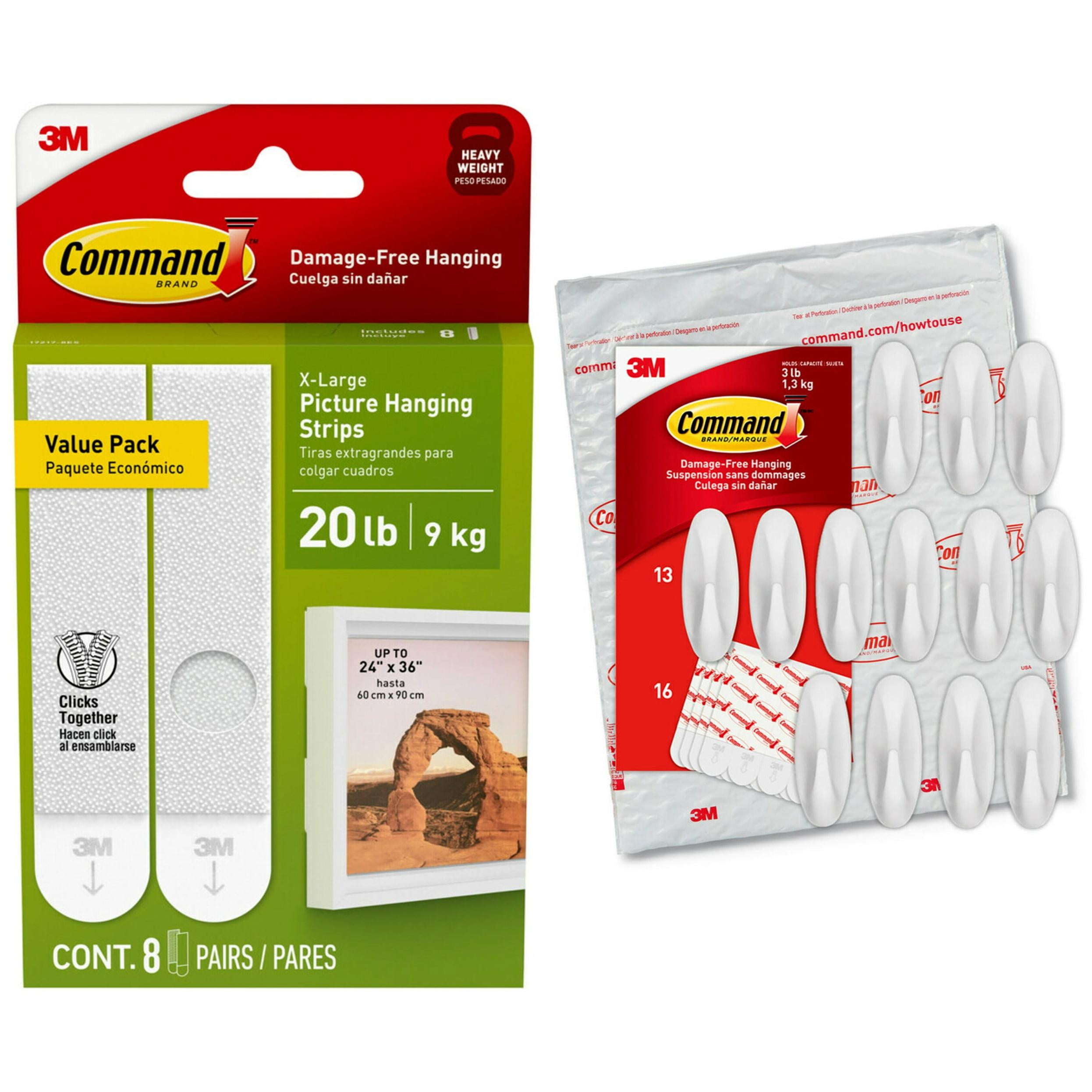Command 20 Lb XL Heavyweight Picture Hangers, Damage-Free Hanging, 8 Pairs
