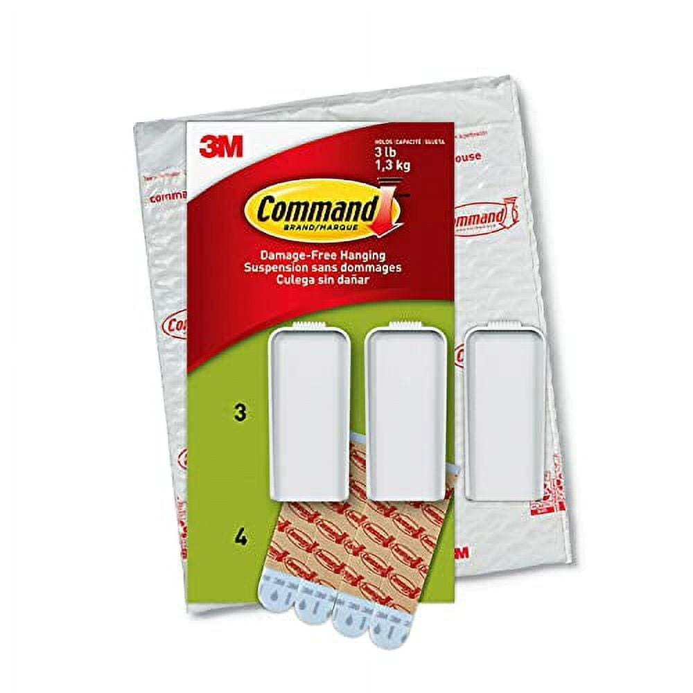 Command Large Canvas Hangers, Indoor Use, 3-Hooks, 4-Strips, Decorate Damage-Free,White