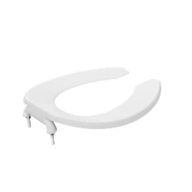 Commercial Deluxe Plastic Seat, White, Check Hinge with Hinge Post Metal, Elonga