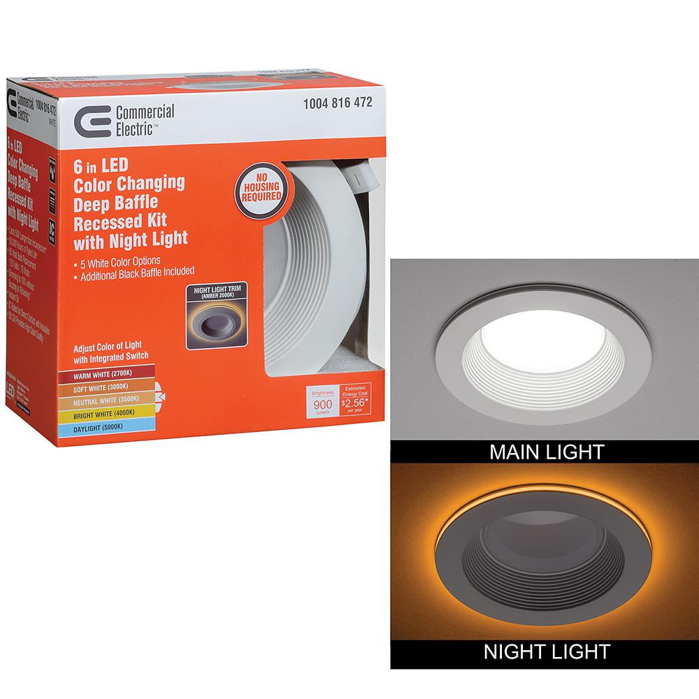 Commercial Electric 6” Canless Integrated LED Recessed Trim with Night Light Dimmable