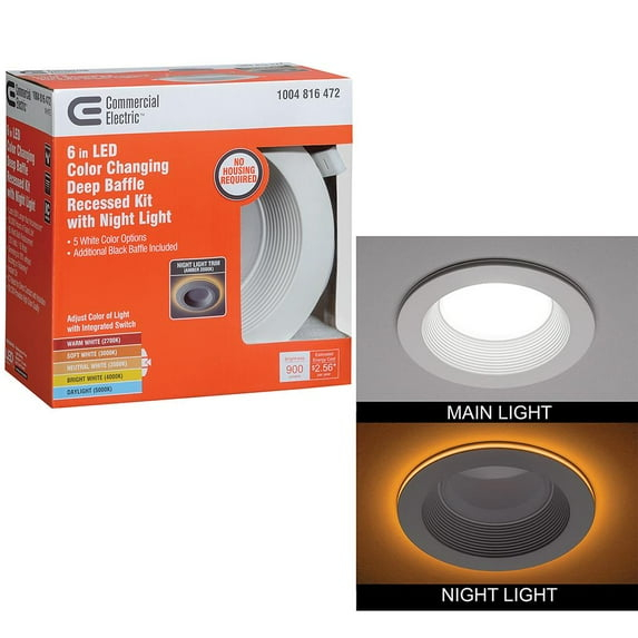 Commercial Electric 6” Canless Integrated LED Recessed Trim with Night Light Dimmable