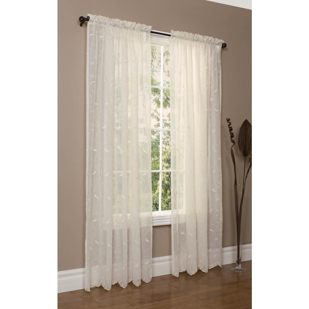 Habitat Hathaway Rod Pocket Curtain Panel Window Dressing 54 x 63 in Cream