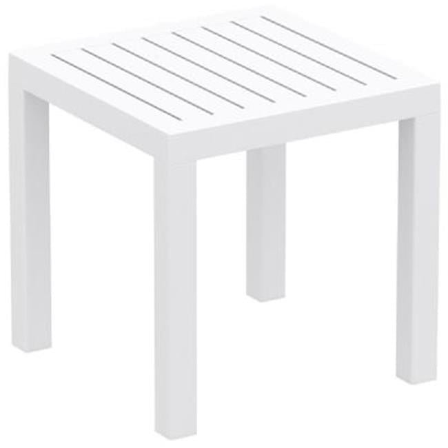 Compamia Ocean Square Resin Patio Side Table in White