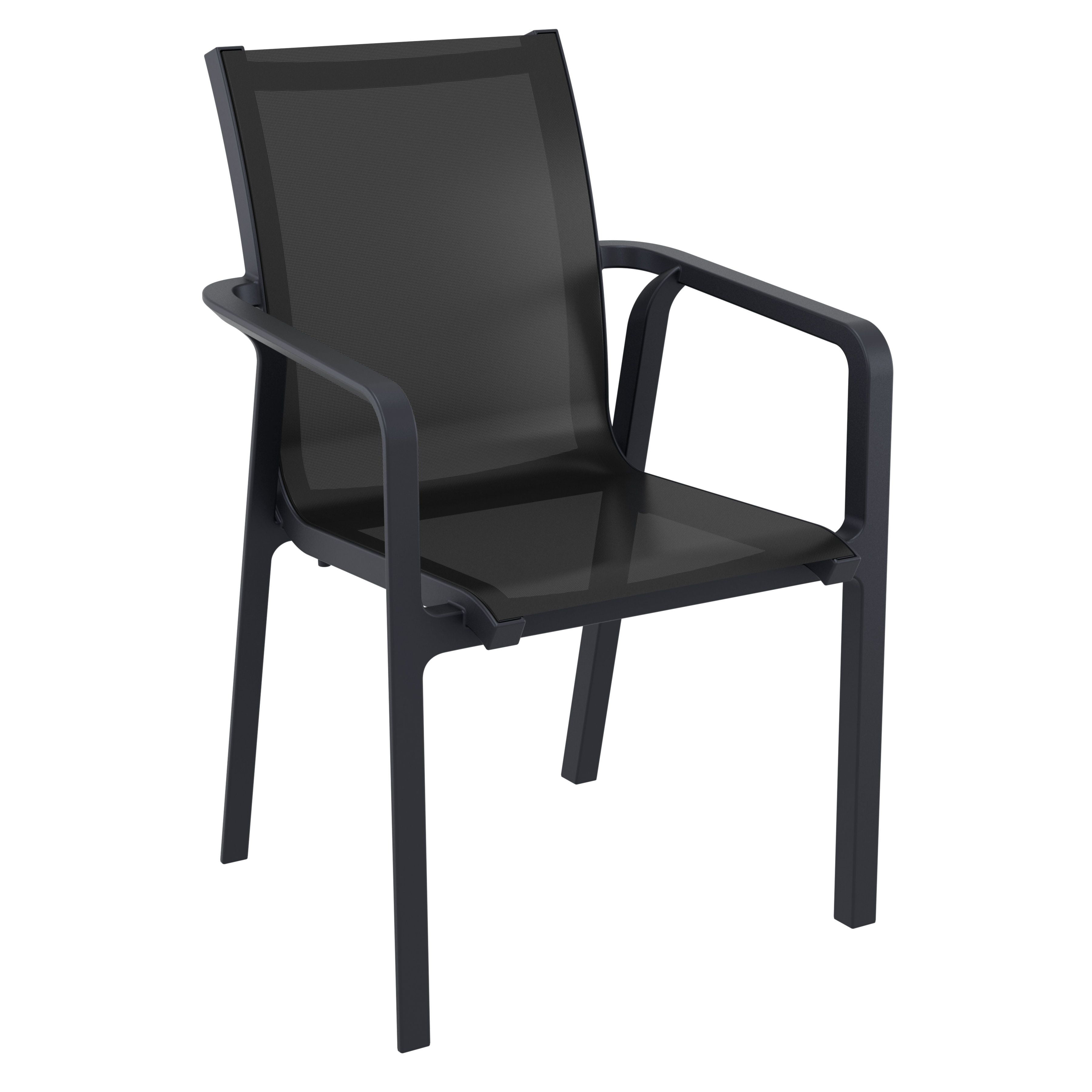 Siesta Pacific Sling Arm Chair Black Frame Black Sling, Set of 2