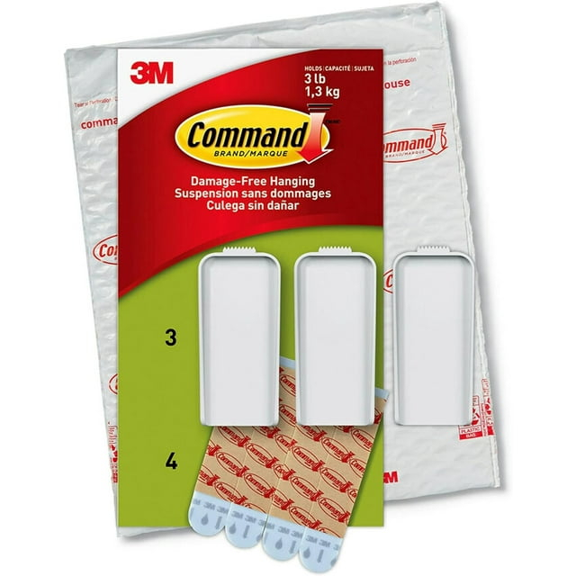 Command Large Canvas Hangers, Indoor Use, 3-Hooks, 4-Strips, Decorate Damage-Free,White