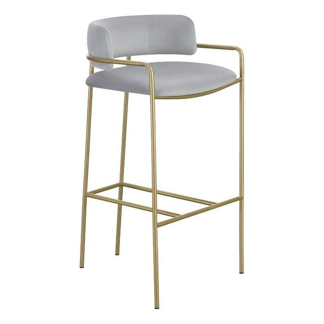 Coaster Comstock Velvet Upholstered Low Back Stool Gray and Gold
