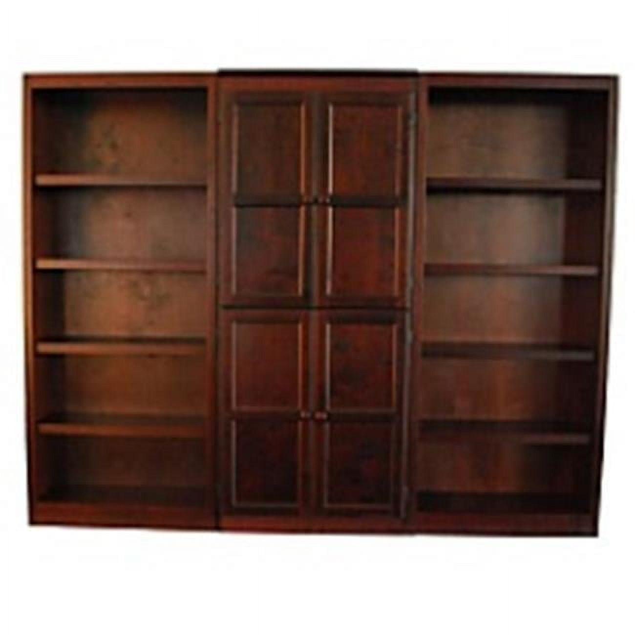 Concepts in Wood 15 Shelf Bookcase Wall with Doors, 72 inch Tall - Cherry Finish