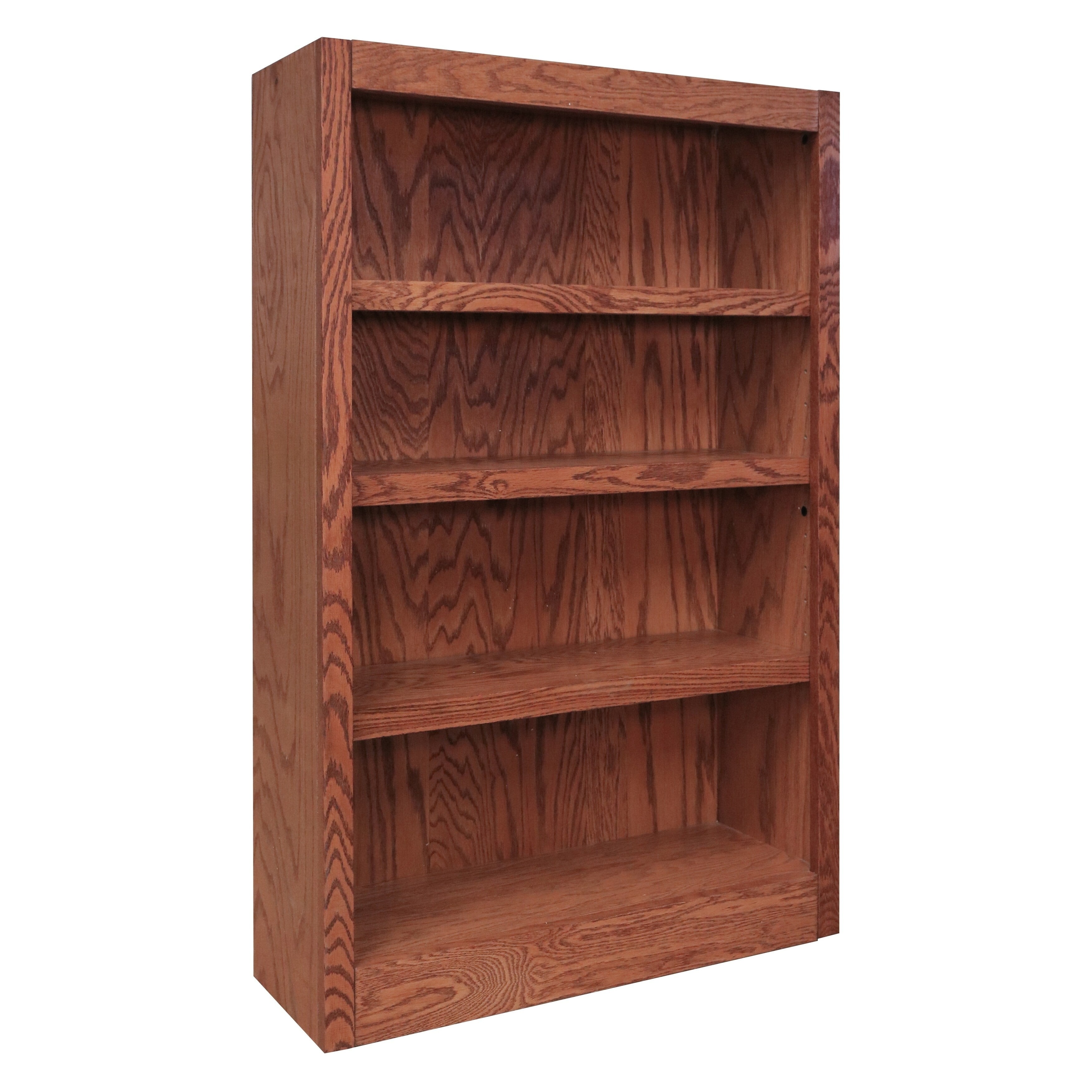 Traditional 48" Tall 4-Shelf Wood Bookcase in Dry Oak