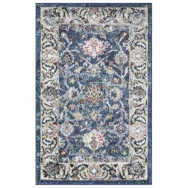 3 x 4 ft. Vintage Istanbul Border Rectangle Area Rug, Navy