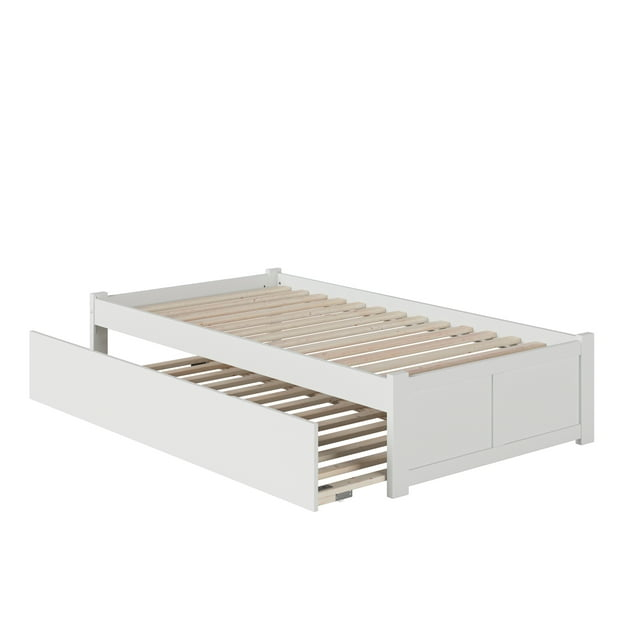 Concord Platform Bed with Flat Panel Foot Board and Twin Size Urban Trundle Bed, Multiple Colors, Multiple Sizes